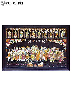 72" Srinivasa Kalyanam with Dashavatar | Rosewood 3D Panel with Inlay Work