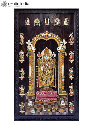 85" Lord Venkateswara Balaji with Dashavatar | Rosewood 3D Panel with Inlay Work