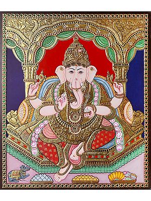Lord Ganesha - Vighnaharta | Poster color and 22 Carat Gold Foil Work | Painting By Shagun Sengar Shaha