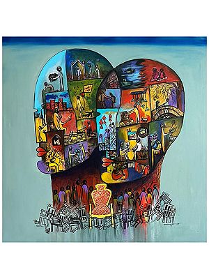 Shared Journeys | Acrylic on Canvas | Painting by Arundhati Pise