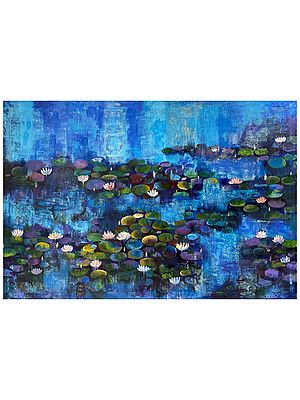 Captivating Water Lily | Acrylic on Canvas | Painting by Arundhati Pise