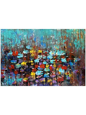 Floating Water Lily | Acrylic on Canvas | Painting by Arundhati Pise