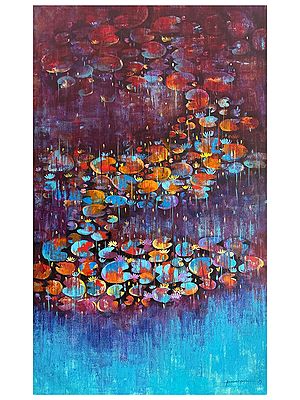 Celestial Water Lily | Acrylic on Canvas | Painting by Arundhati Pise
