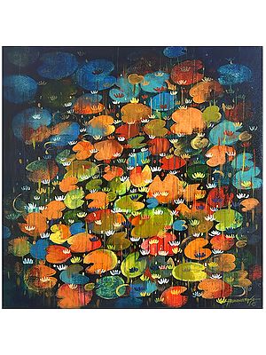 Water Lily Horizons | Acrylic on Canvas | Painting by Arundhati Pise