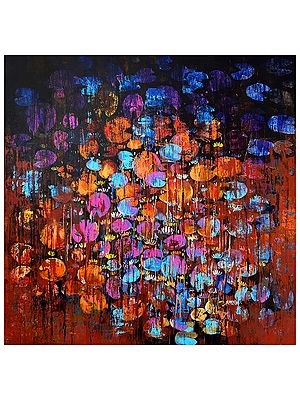 Serenity Floats on Flowers | Acrylic on Canvas | Painting by Arundhati Pise