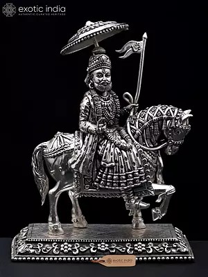 6" Small Superfine Baba Ramdev Pir | Silver Plated Brass Statue