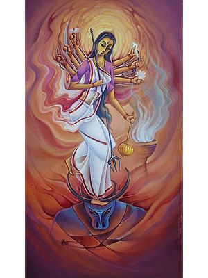 Mahishasur Mardini - Acrylic on Canvas Painting | By Suman Verma