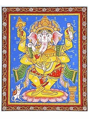 Dancing Lord Ganesha | Pattachitra Painting From Odisha