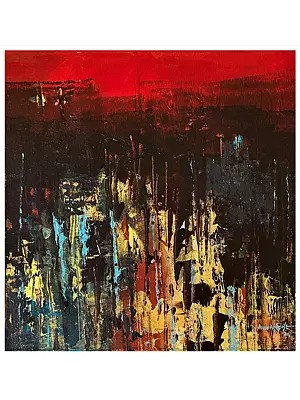 Embers of the Ancient Hearth | Acrylic on Canvas | Painting by Avinash Pise