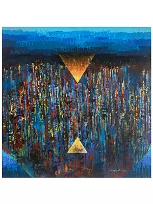 Avinash Pise's Celestial Anchor: Abstract Acrylic Canvas Art