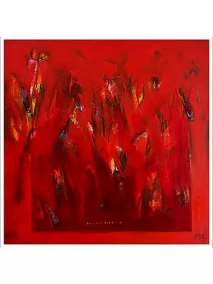 Ember Ground | Acrylic and Charcoal on Canvas | Painting by Avinash Pise