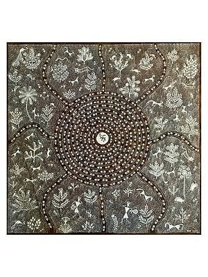 Mungi Raja Warli Painting | Natural Color On Cotton Cloth | By Sanjay Balakrishna Parhad