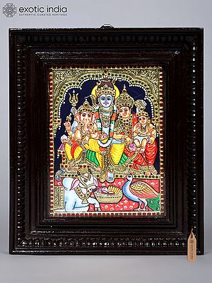 Tanjore Painting: Shiva Family