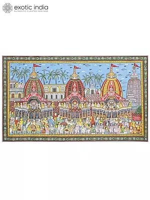 Jagannath Rath Yatra - Puri | Patachitra Art | Watercolor On Handmade Canvas | By Suryakanta Das