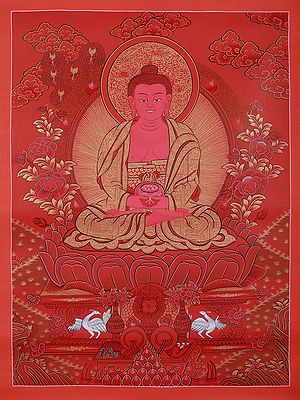 Amitabha Buddha Seated In Meditation | Tibetan Thangka Painting