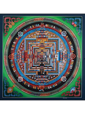 Mandala Chakra With Mantra | Tibetan Thangka Painting