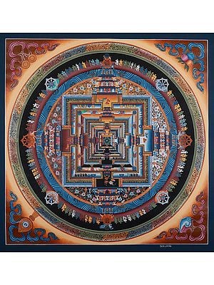Mandala Chakra With Mantra | Tibetan Thangka Painting