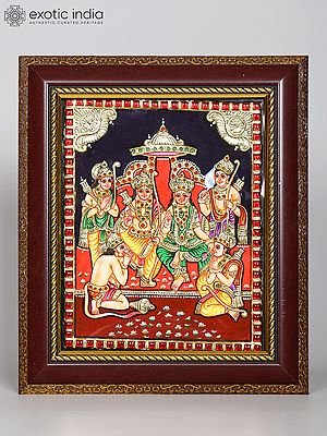 Shri Rama Darbar | Framed Tanjore Painting