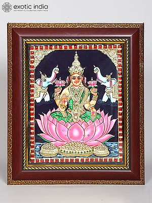 Goddess Gajalakshmi | Framed Tanjore Painting