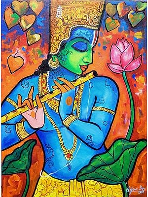 Krishna Playing Flute | Acrylic On Canvas | By Arjun Das