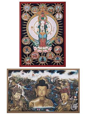 Set Of 2 Buddhist Deity Hand-Painted | Brocadeless Thangka Painting