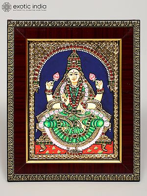 Blessing Devi Lakshmi | Framed Tanjore Painting
