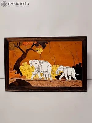 18" Happy Family In The Forest | Rosewood Panel With Inlay Work