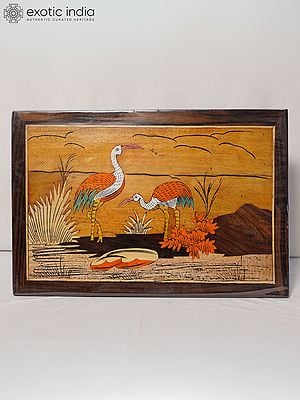 18" Beautiful Birds Near By The Lake | Rosewood Panel With Inlay Work