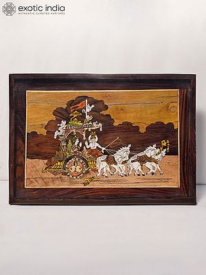 19" Geeta Upadesh In Kurukshetra | Rosewood Panel With Inlay Work