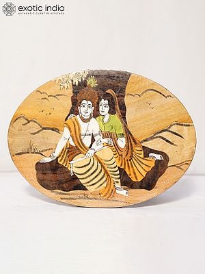 12" Seated Radha Krishna Under The Tree | Rosewood Panel With Inlay Work