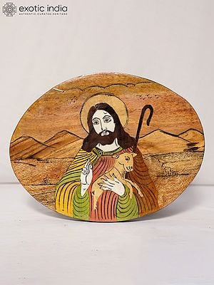 12" Jesus Christ Holding The Lamb | Rosewood Panel With Inlay Work