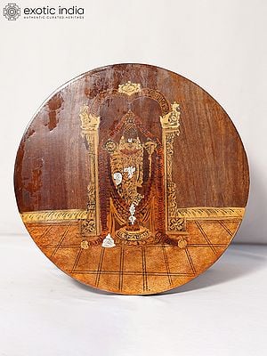 12" Round Panel Of Lord Tirupati Balaji | Rosewood Panel With Inlay Work