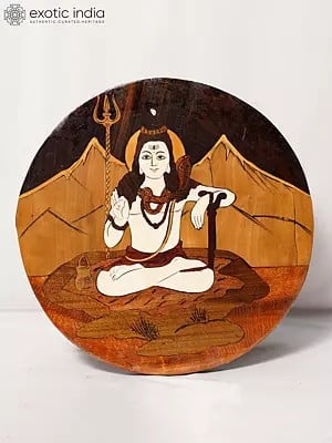 12" The Yogi Lord Shiva | Rosewood Panel With Inlay Work