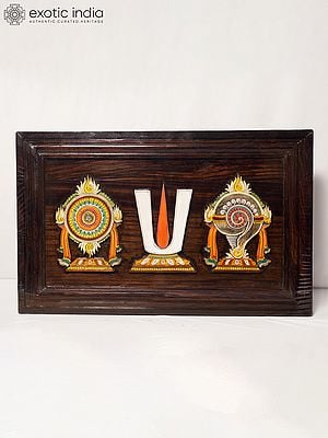 23" Vaishnava Symbols Of Tirupati Balaji | Rosewood Panel With Inlay Work