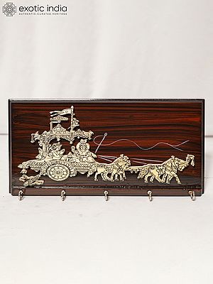 12" Geeta Upadesh With Key Holder | Rosewood Panel With Inlay Work