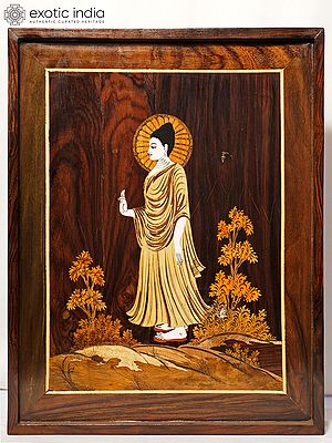 19" The Divine Buddha | Rosewood Panel With Inlay Work
