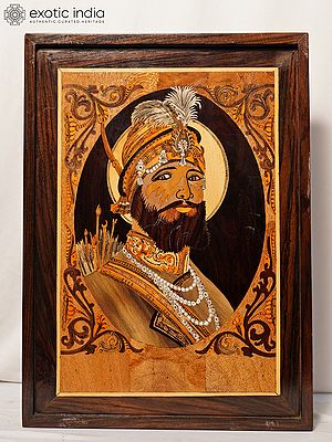18" Guru Gobind Singh Ji | Rosewood Panel With Inlay Work