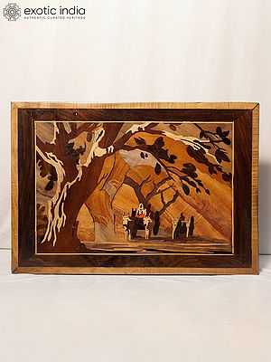 22" The View Of Bullock Cart In Village | Rosewood Panel With Inlay Work