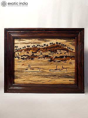 30" Navy Ships In The Sea Port | Rosewood Panel With Inlay Work