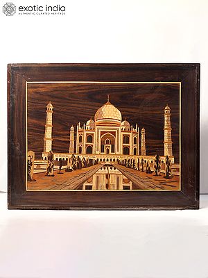 25" Beautiful View Of Taj Mahal | Rosewood Panel With Inlay Work