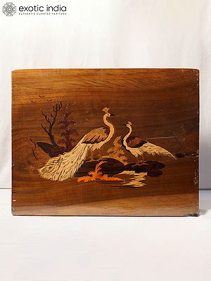 19" The Pair Of Peacock | Rosewood Panel With Inlay Work