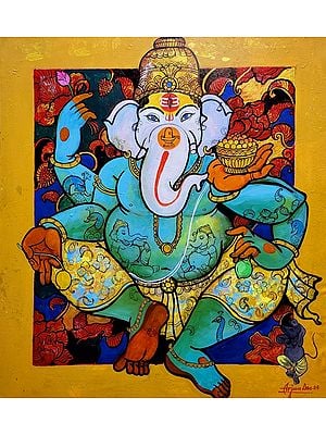Vighnaharta Ganesha | Acrylic On Canvas | By Arjun Das