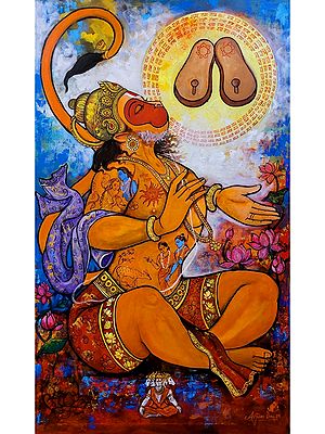 Devotion Of Hanuman | Acrylic On Canvas | By Arjun Das