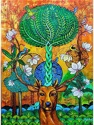 Colorful Deer Forest (Nature Love) | Acrylic On Canvas | By Arjun Das
