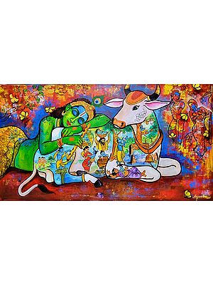 Lord Krishna Leela | Acrylic On Canvas | By Arjun Das