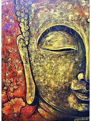 48" Lord Gautam Buddha | Acrylic On Canvas | Painting By Arjun Das