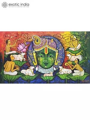 60" Lord Shrinath Ji | Acrylic On Canvas | Painting By Arjun Das
