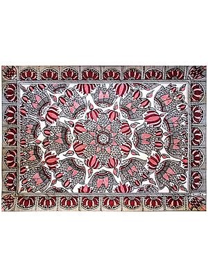 Madhubani Lotus And Matsya Raas | Fineliners And Alcohol Markers On Paper | By Ruchi