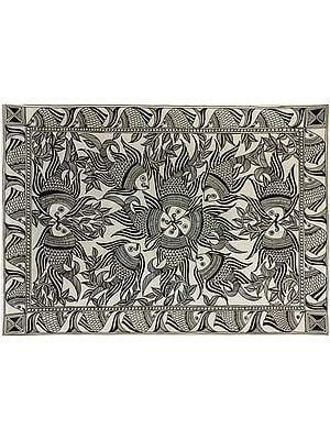 Matsya Raas Madhubani Painting | Fineliners On Paper | By Ruchi