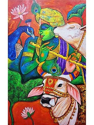 48" Harmony Of Krishna | Acrylic On Canvas | By Arjun Das